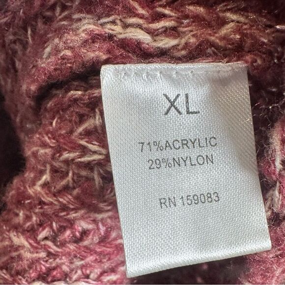 Burgundy wine and mocha long lantern sleeve cropped sweater size XL - Picture 6 of 6